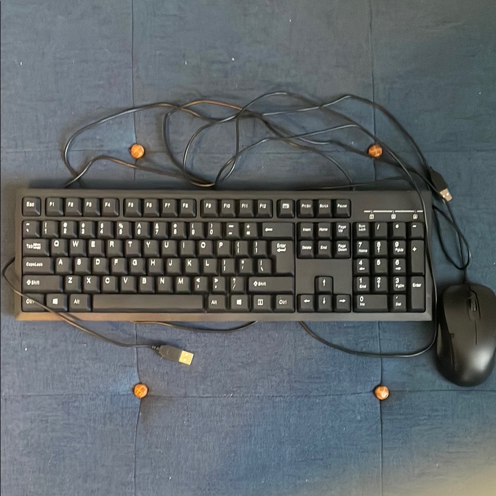 Black Wired Keyboard and Mouse Set
